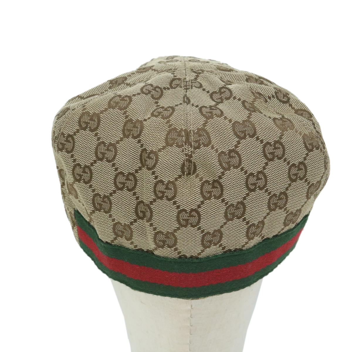 GUCCI GG Canvas Web Sherry Line Hunting Cap Hat L Beige Red Green Auth yk10107