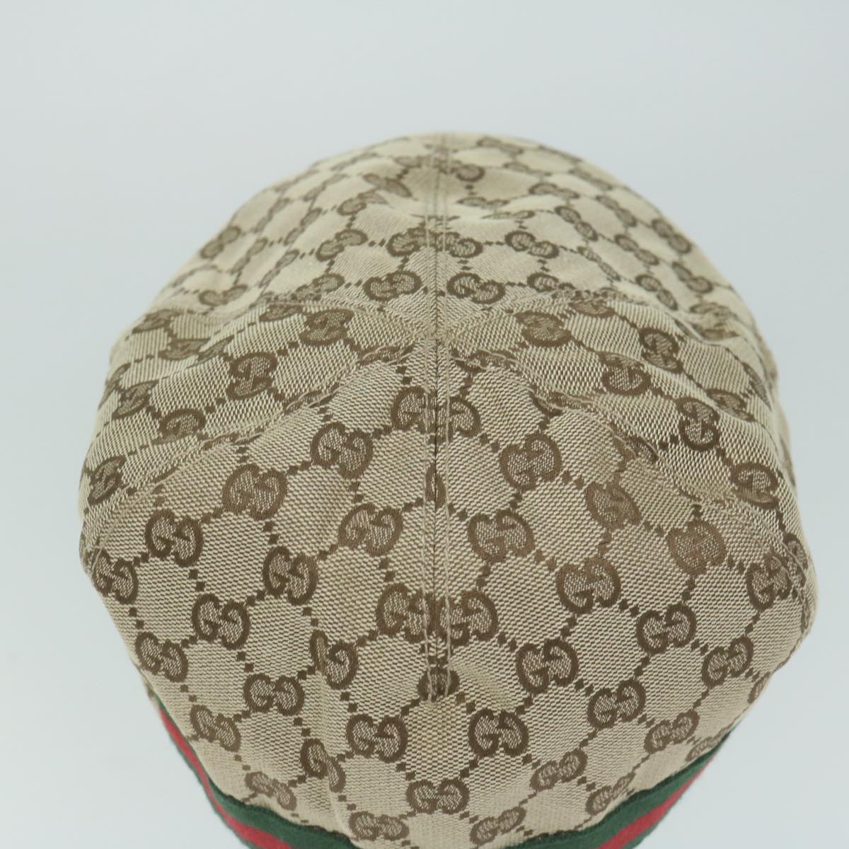 GUCCI GG Canvas Web Sherry Line Hunting Cap Hat L Beige Red Green Auth yk10107