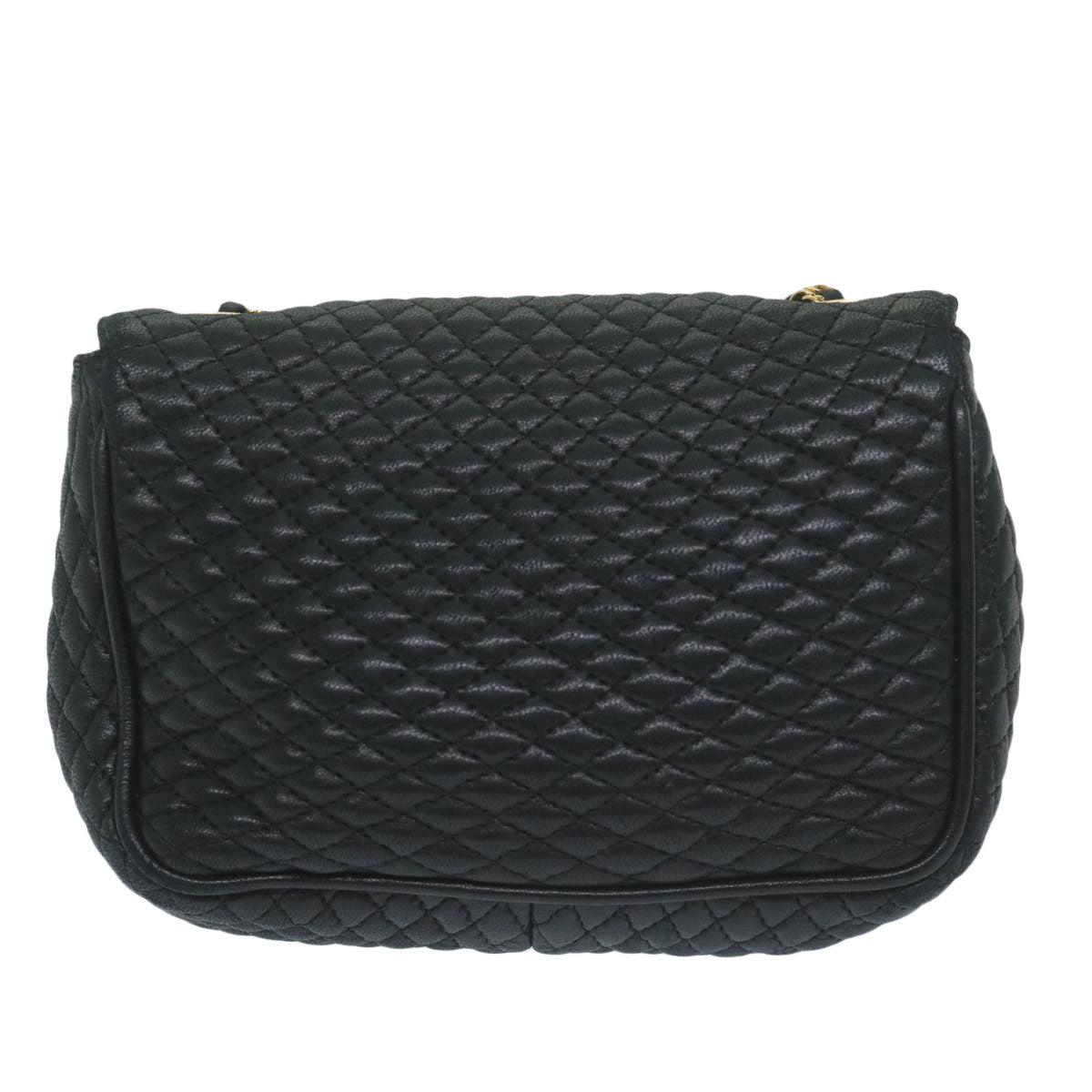 BALLY Quilted Chain Shoulder Bag Leather Black Auth yk10119