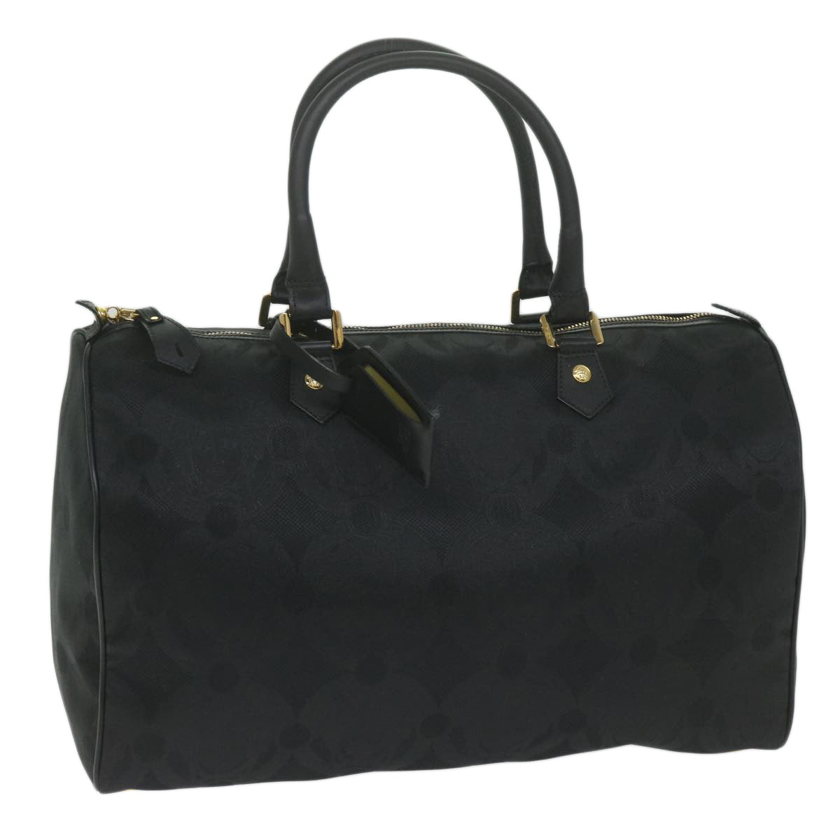 Gianni Versace Boston Bag Canvas Black Auth yk10120