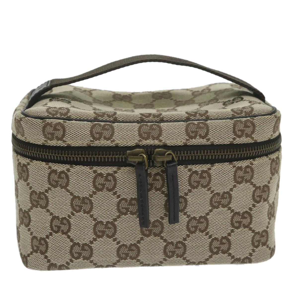 GUCCI GG Canvas Vanity Cosmetic Pouch Beige 106646 Auth yk10132