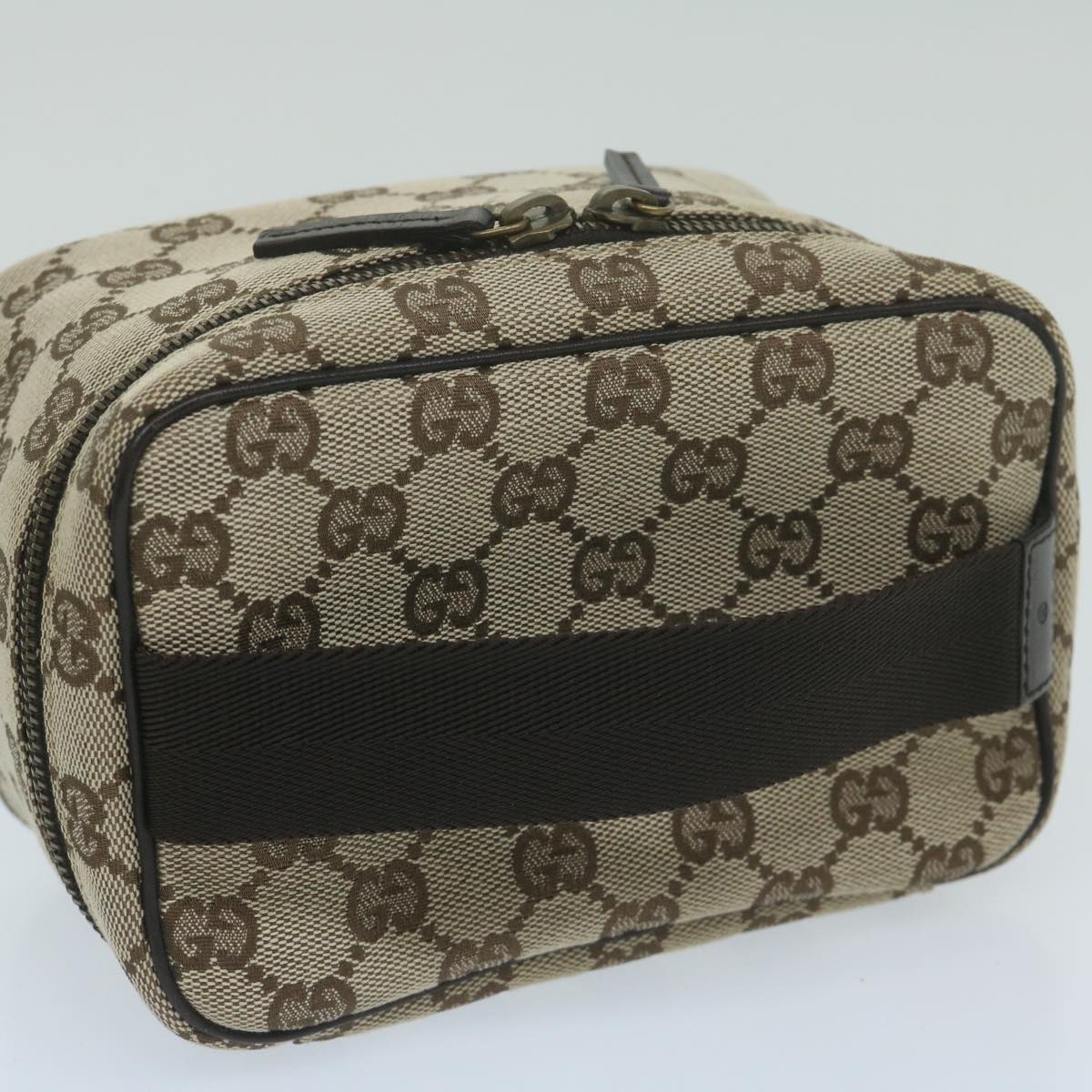 GUCCI GG Canvas Vanity Cosmetic Pouch Beige 106646 Auth yk10132