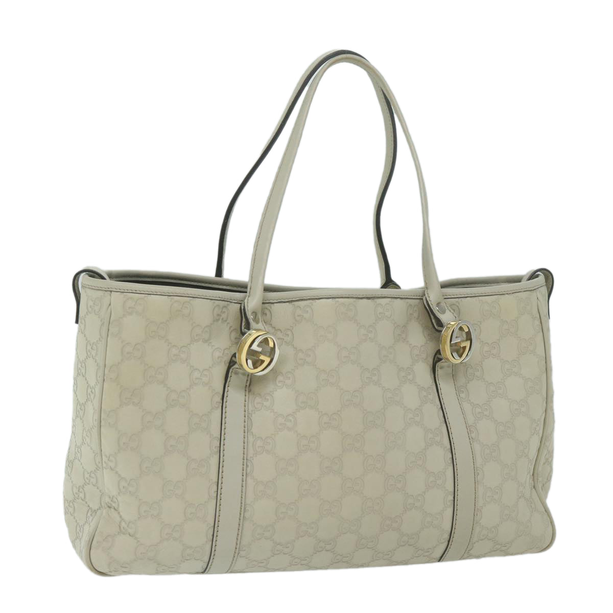 GUCCI GG Canvas Guccissima GG Twins Tote Bag White 232957 Auth yk10150