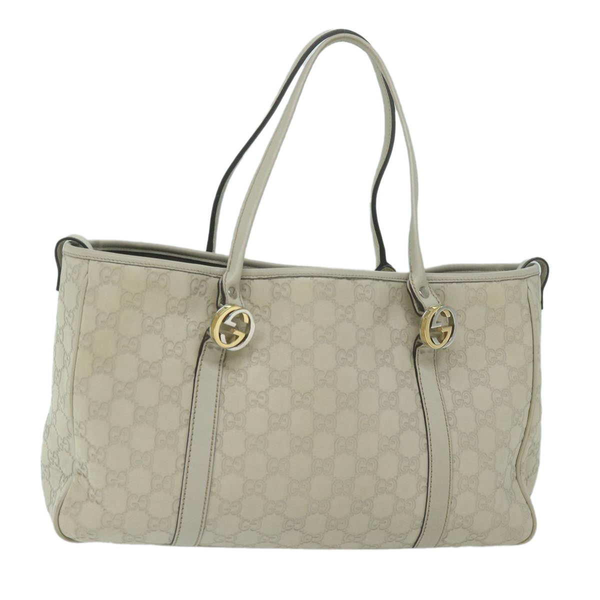 GUCCI GG Canvas Guccissima GG Twins Tote Bag White 232957 Auth yk10150