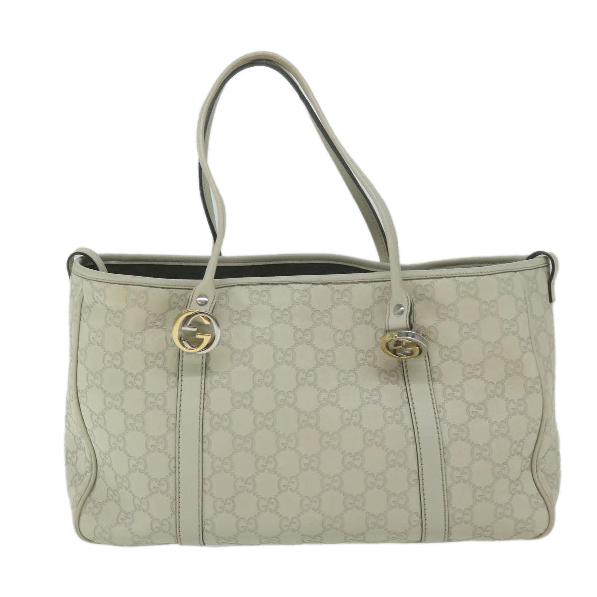 GUCCI GG Canvas Guccissima GG Twins Tote Bag White 232957 Auth yk10150