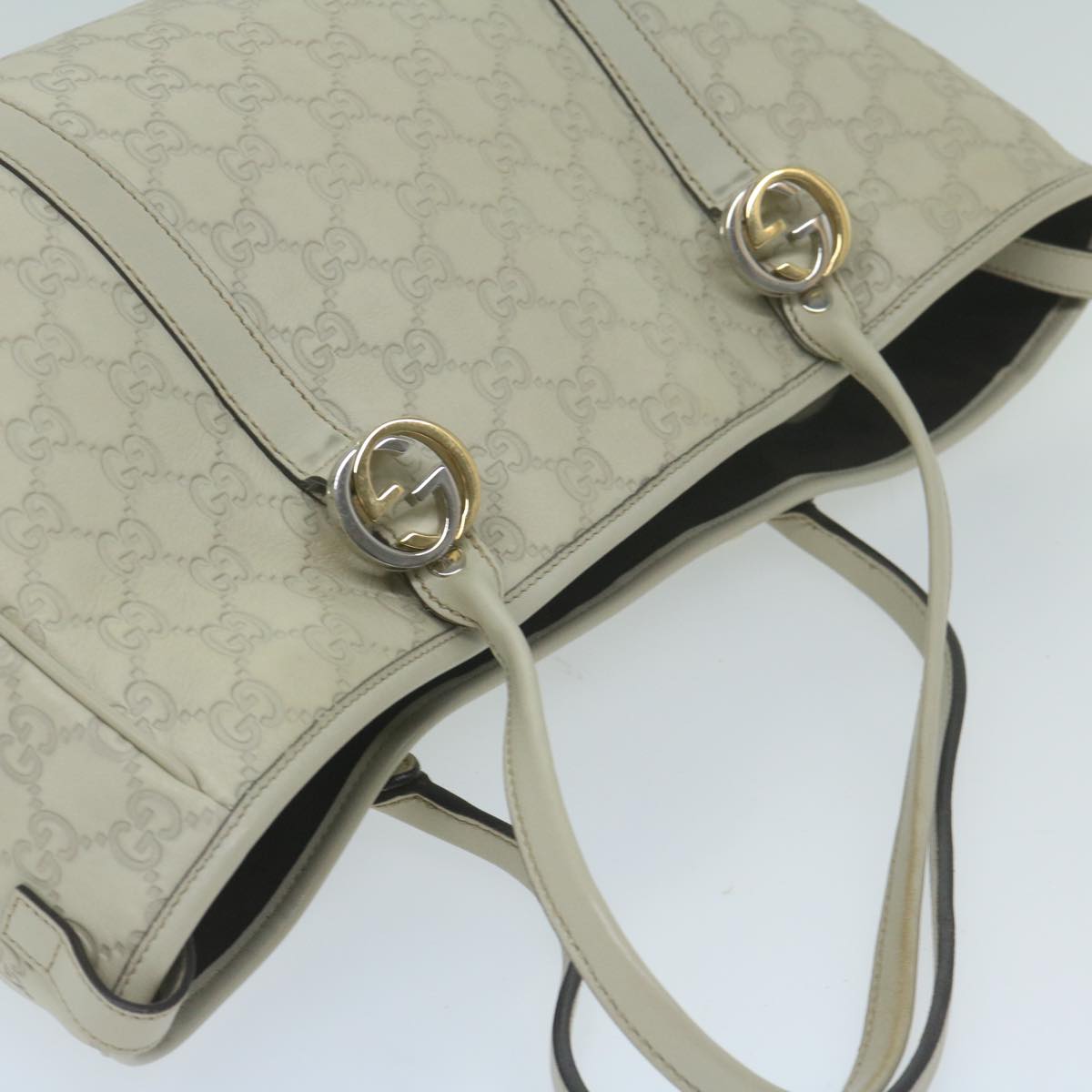 GUCCI GG Canvas Guccissima GG Twins Tote Bag White 232957 Auth yk10150