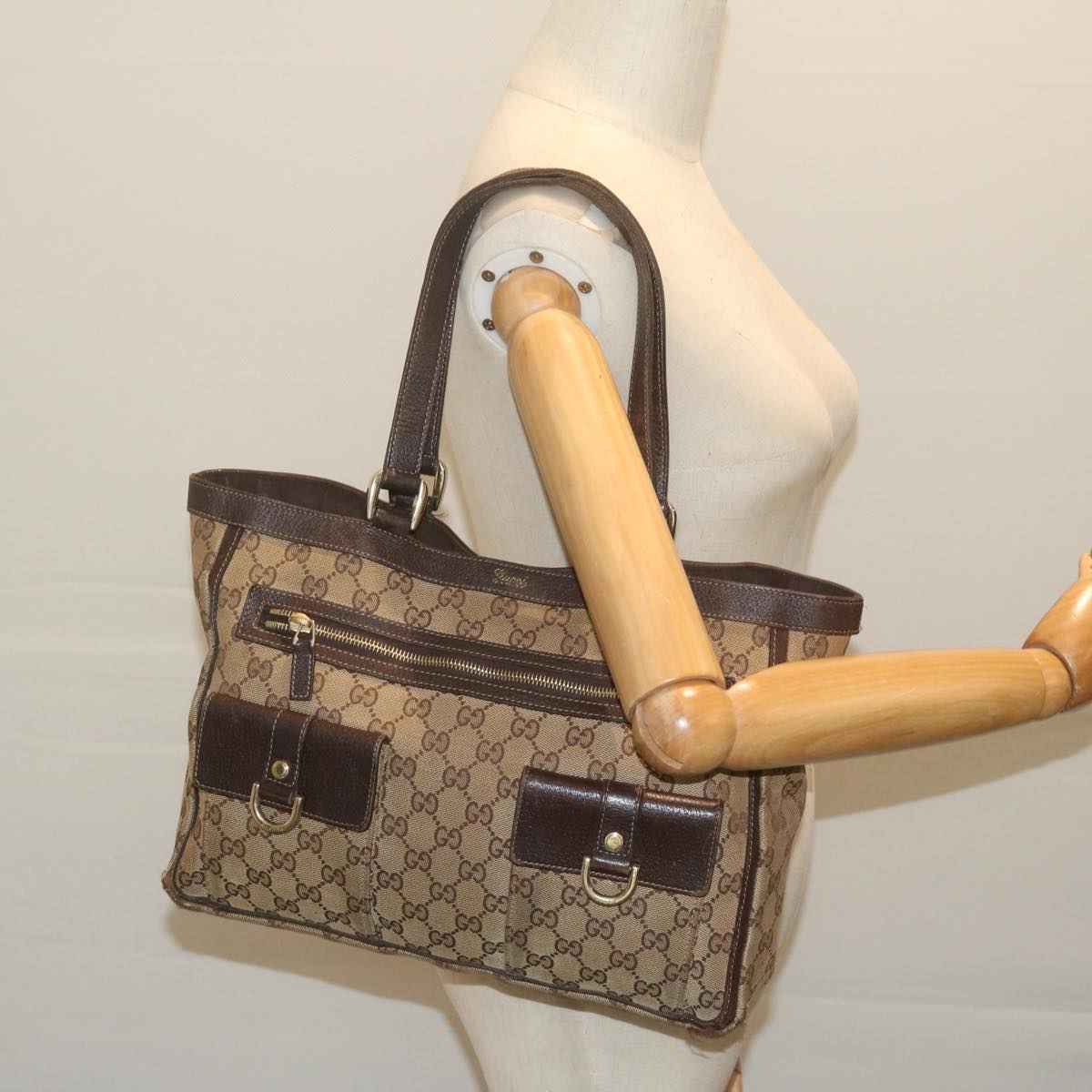 GUCCI GG Canvas Abbey Tote Bag Beige 146247 Auth yk10160