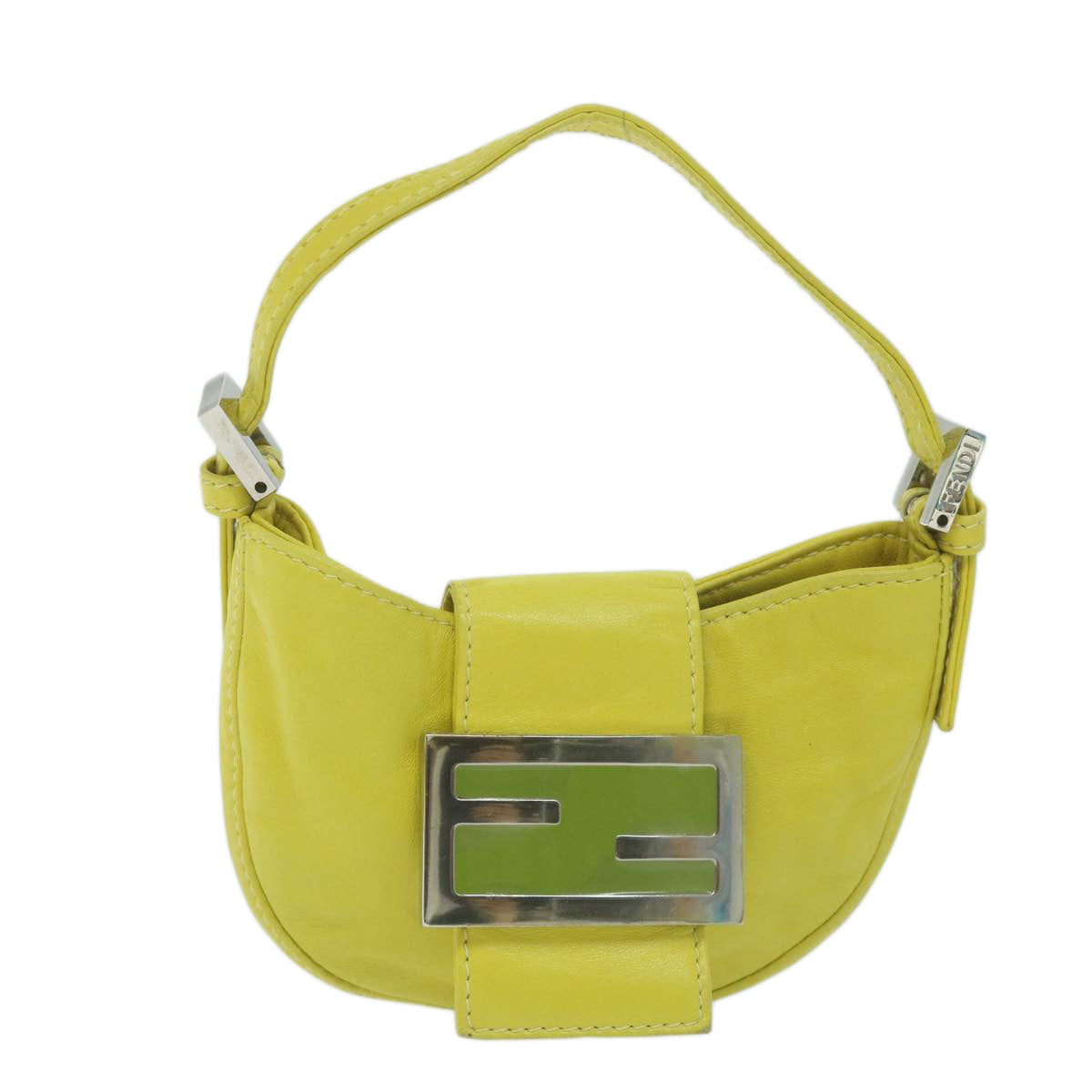 FENDI Mini Croissant Hand Bag Leather Yellow Auth yk10174A