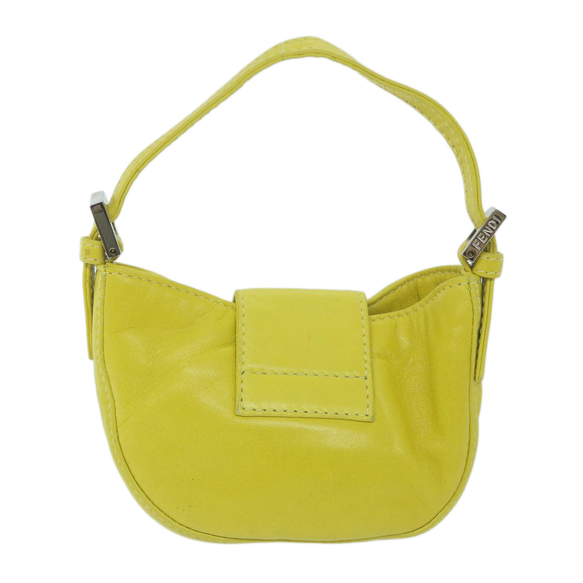 FENDI Mini Croissant Hand Bag Leather Yellow Auth yk10174A