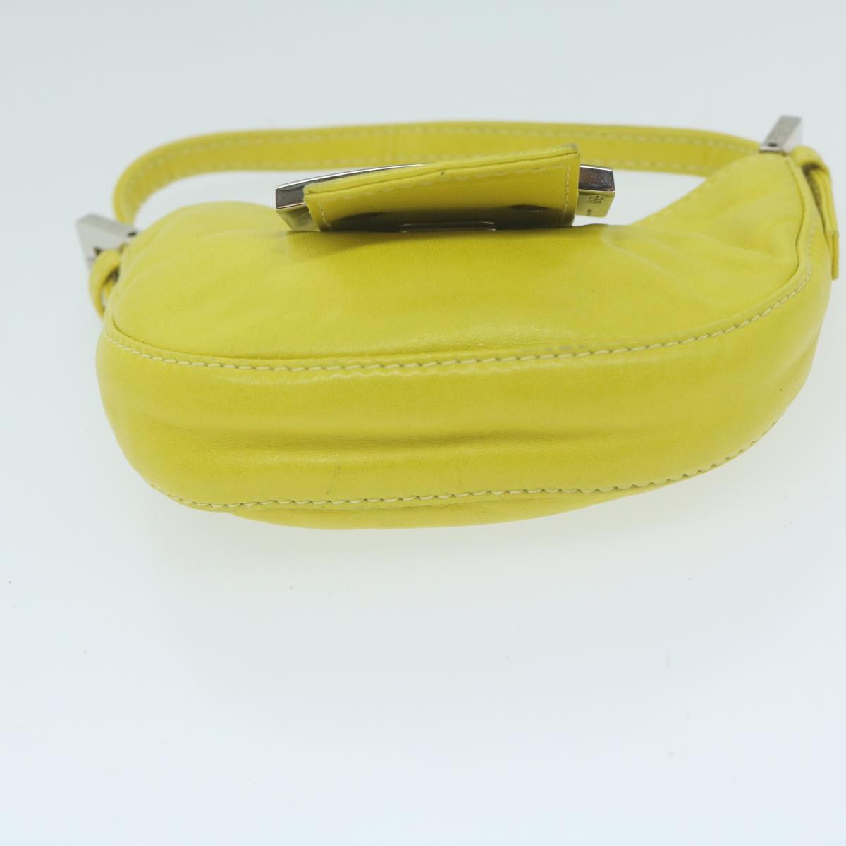 FENDI Mini Croissant Hand Bag Leather Yellow Auth yk10174A