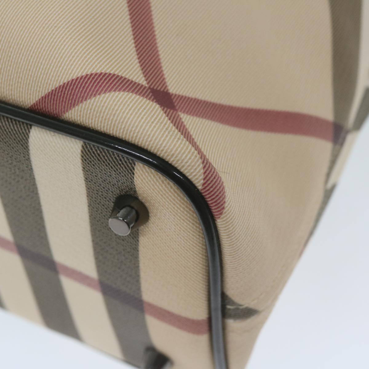 BURBERRY Nova Check Tote Bag Coated Canvas Beige Auth yk10177