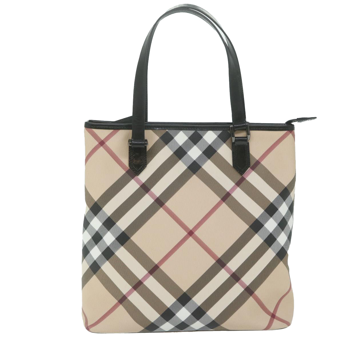 BURBERRY Nova Check Tote Bag Coated Canvas Beige Auth yk10177