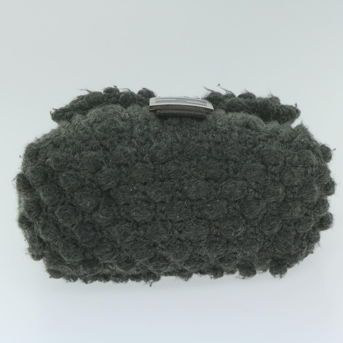 FENDI Mamma Baguette Shoulder Bag Wool Gray Auth yk10246