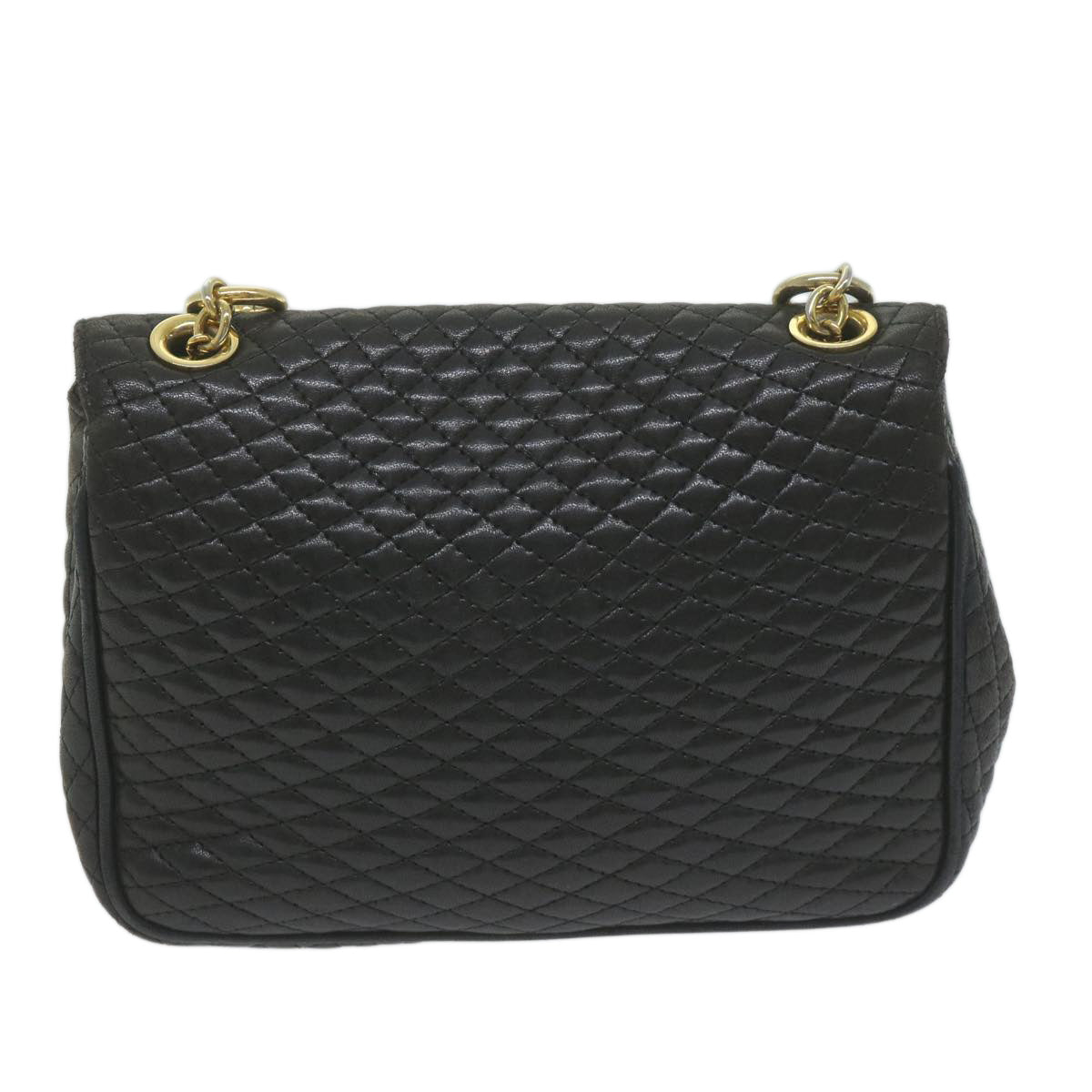 BALLY Quilted Shoulder Bag Leather Black Auth yk10257