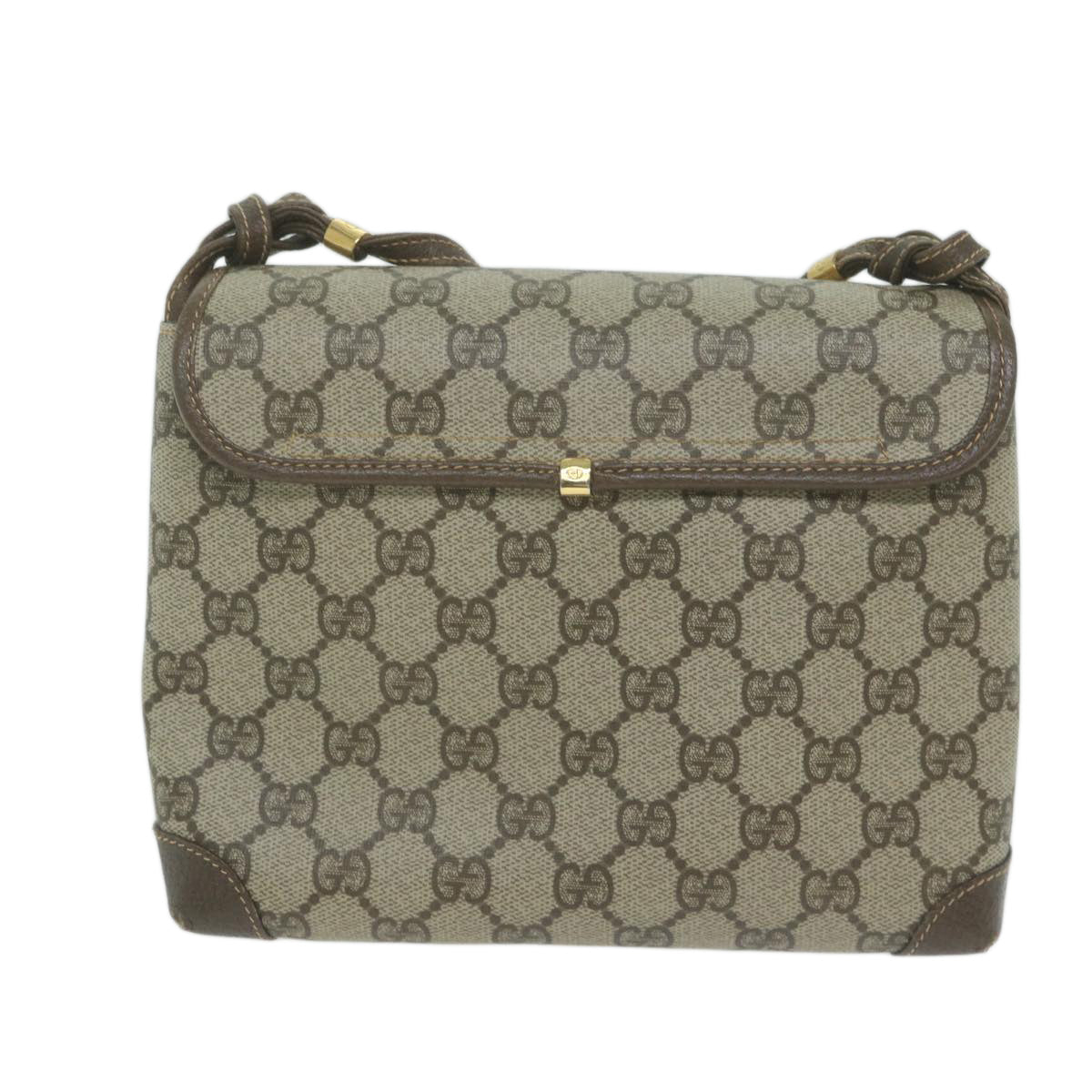 GUCCI GG Canvas Shoulder Bag PVC Beige Brown Auth yk10279