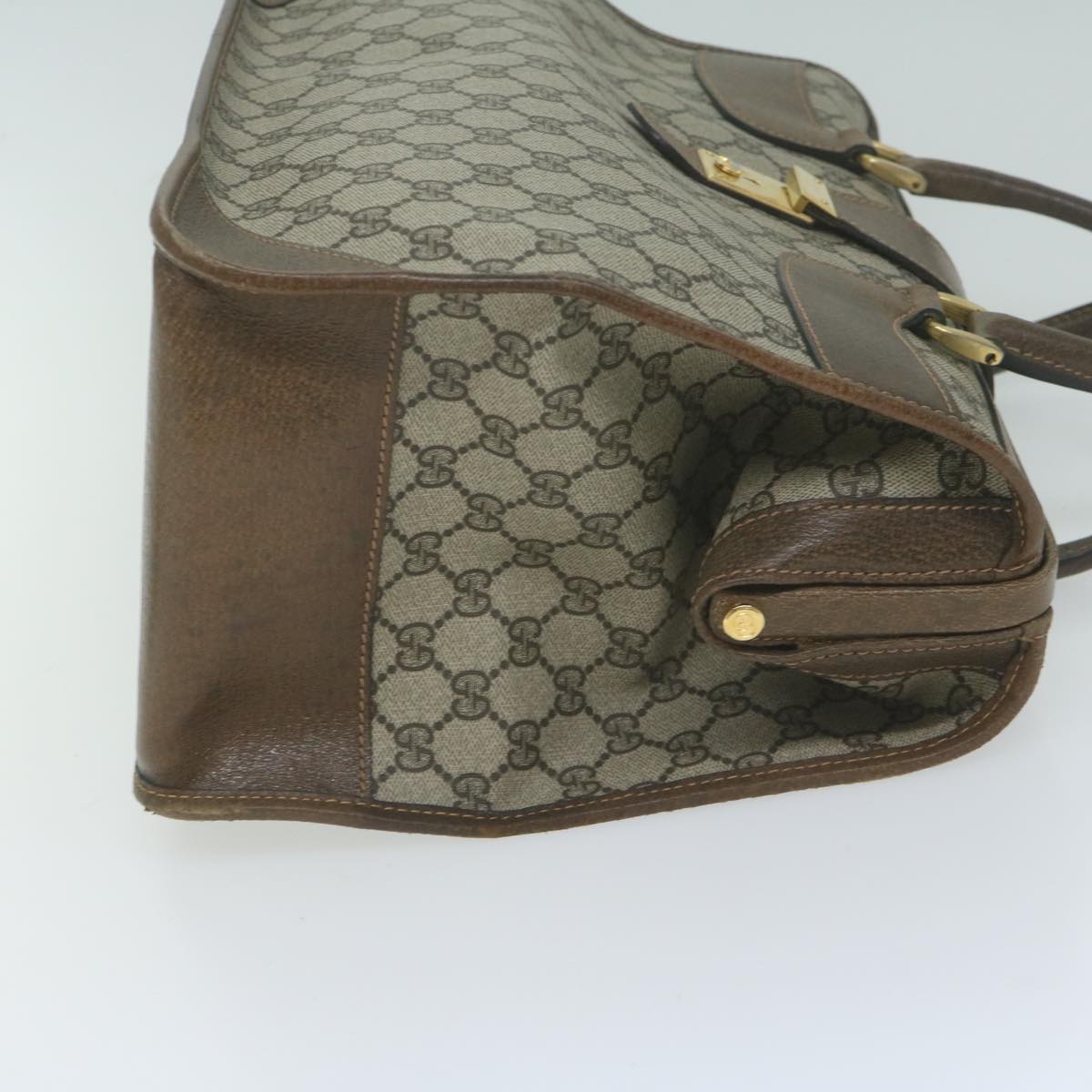 GUCCI GG Canvas Hand Bag PVC Beige Brown Auth yk10285