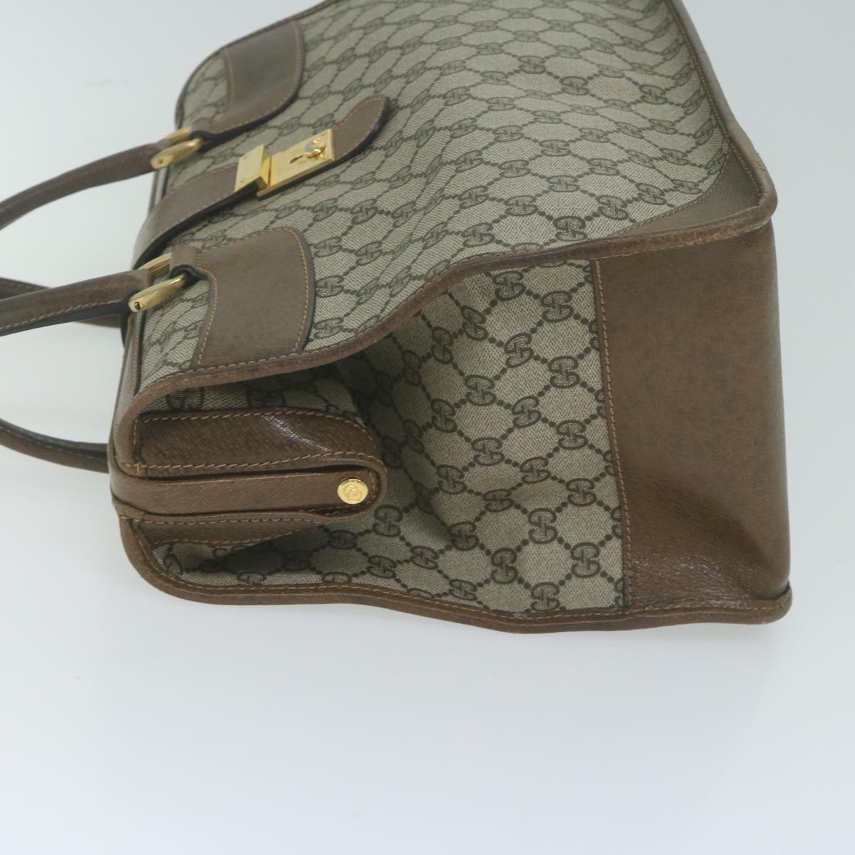 GUCCI GG Canvas Hand Bag PVC Beige Brown Auth yk10285