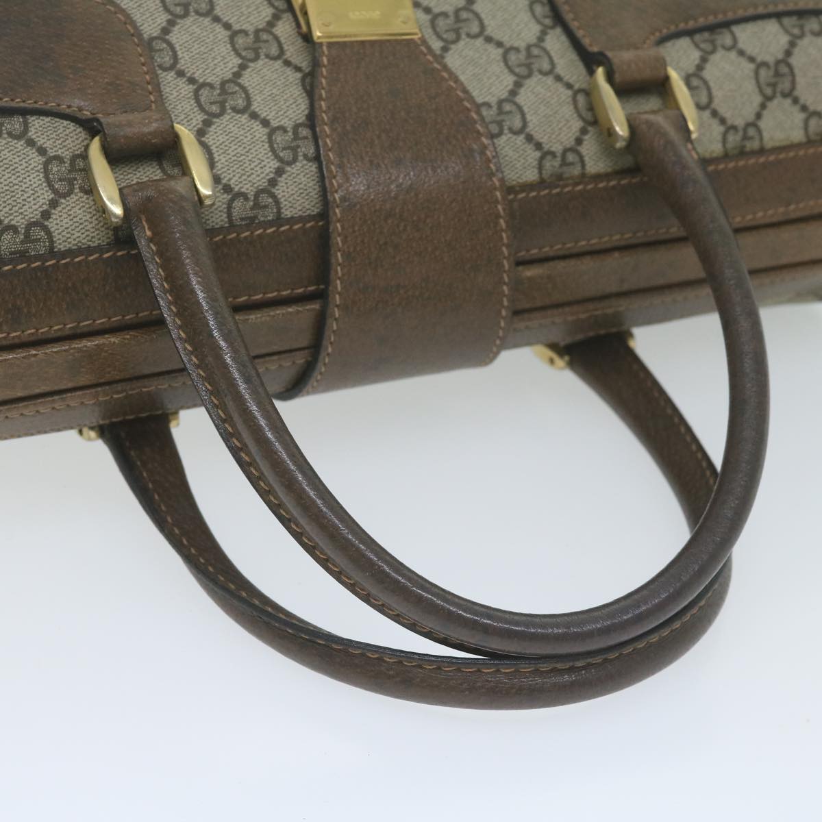 GUCCI GG Canvas Hand Bag PVC Beige Brown Auth yk10285