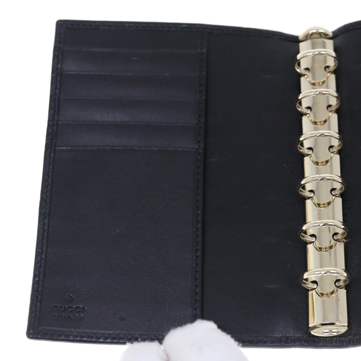 GUCCI GG Canvas Day Planner Cover Leather Black Auth yk10286