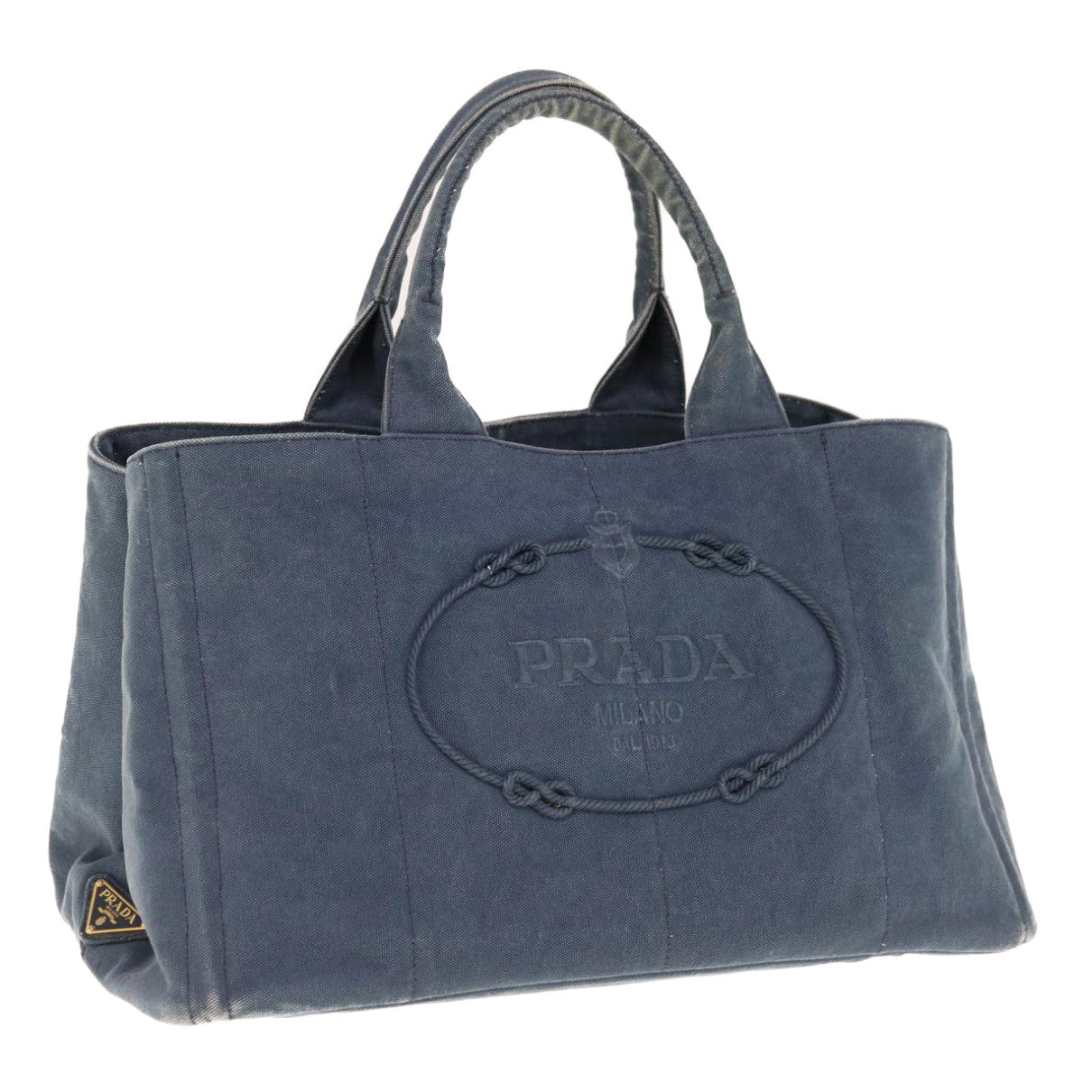 PRADA Canapa GM Tote Bag Canvas Navy Auth yk10287