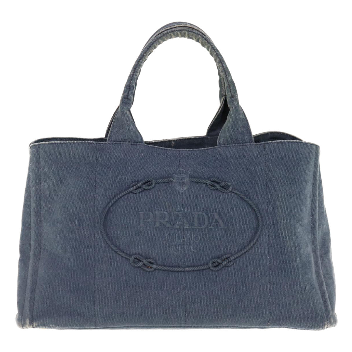 PRADA Canapa GM Tote Bag Canvas Navy Auth yk10287