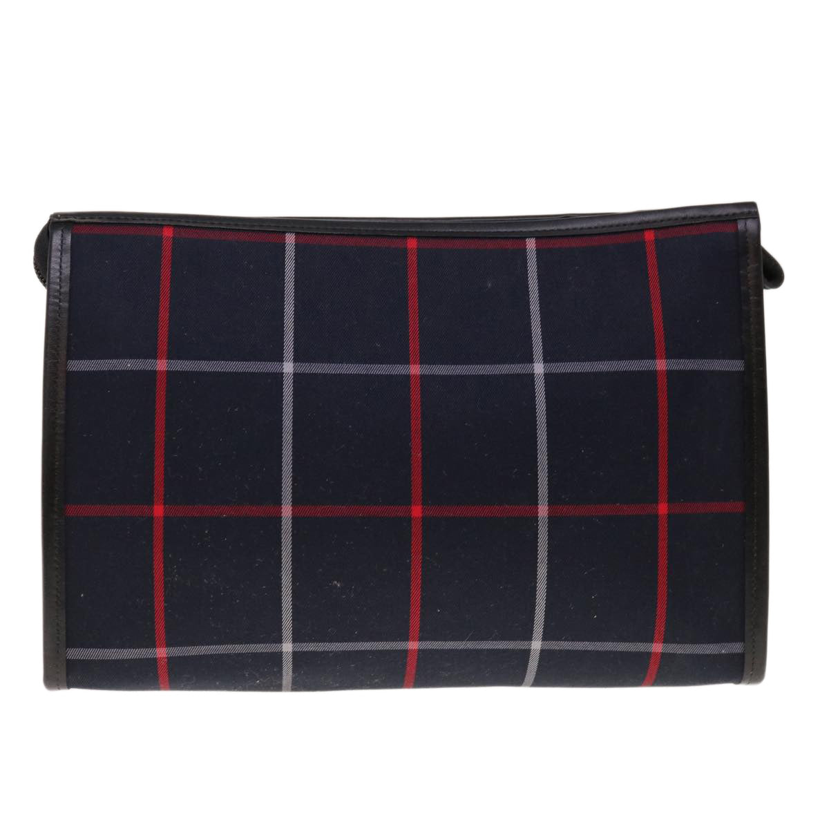 Burberrys Nova Check Clutch Bag Canvas Navy Auth yk10301