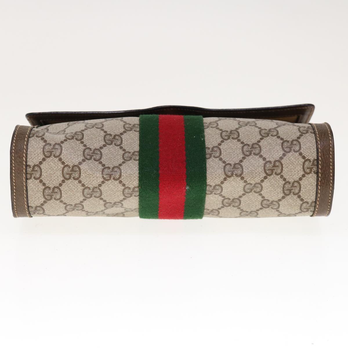 GUCCI GG Supreme Web Sherry Line Clutch Bag Beige Red 89 01 006 Auth yk10328