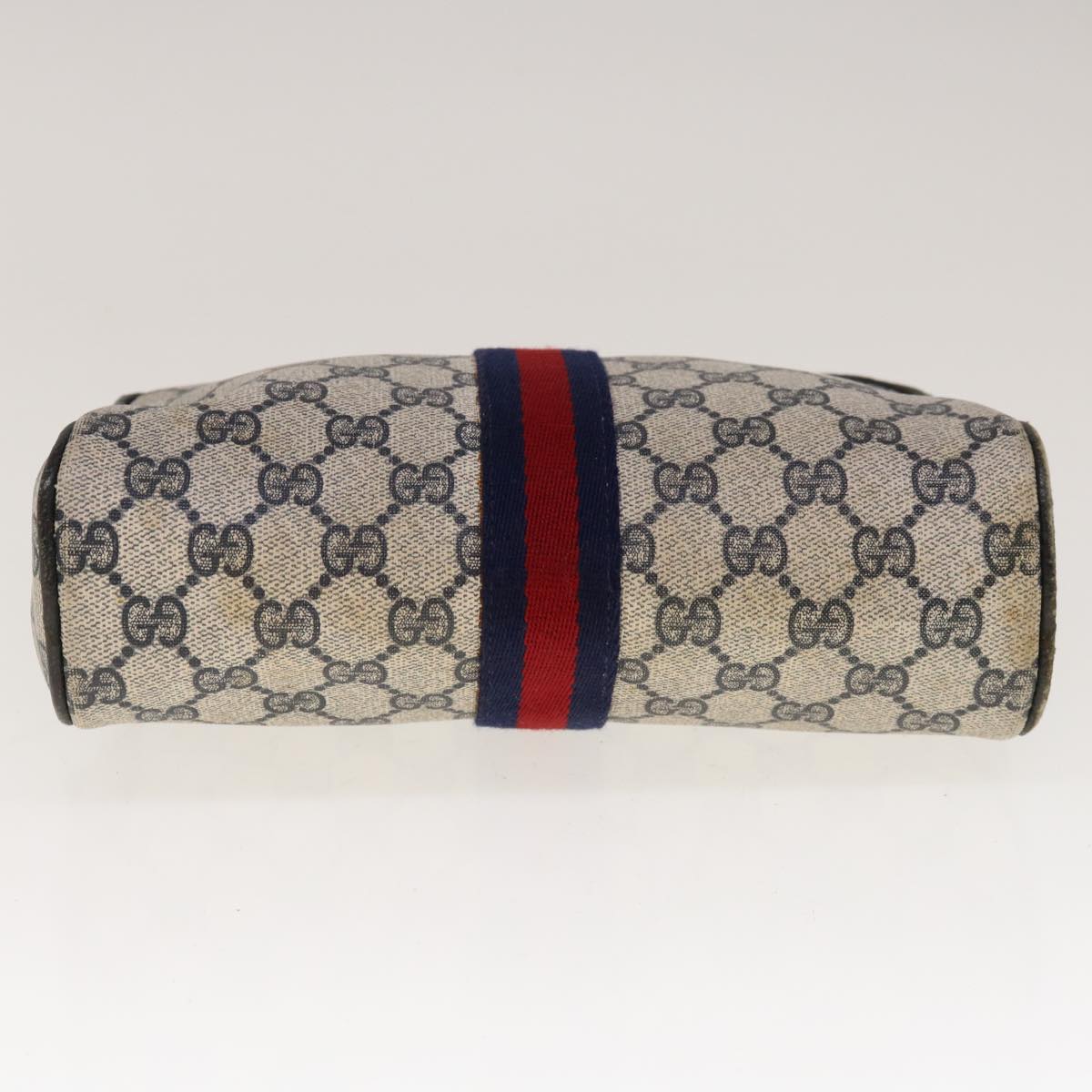 GUCCI GG Supreme Sherry Line Clutch Bag Red Navy 27 004 998 Auth yk10330