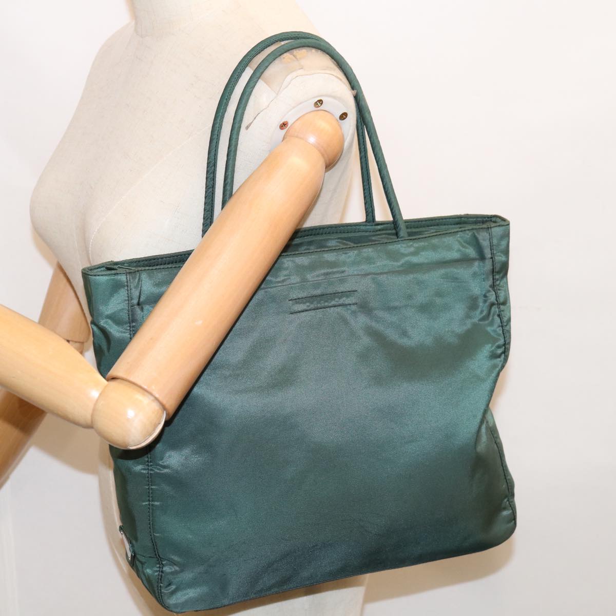 PRADA Hand Bag Nylon Green Auth yk10331