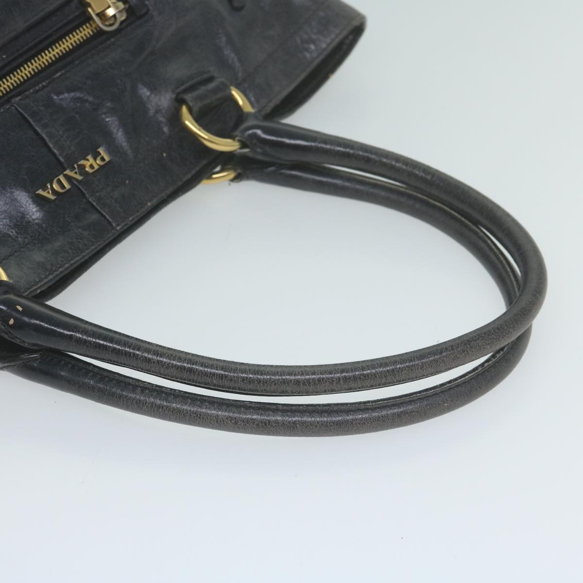 PRADA Hand Bag Leather Black Auth yk10344