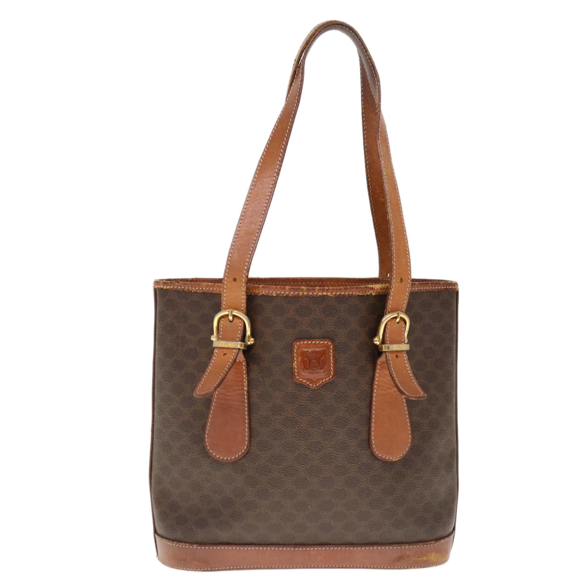 CELINE Macadam Canvas Shoulder Bag PVC Brown Auth yk10346