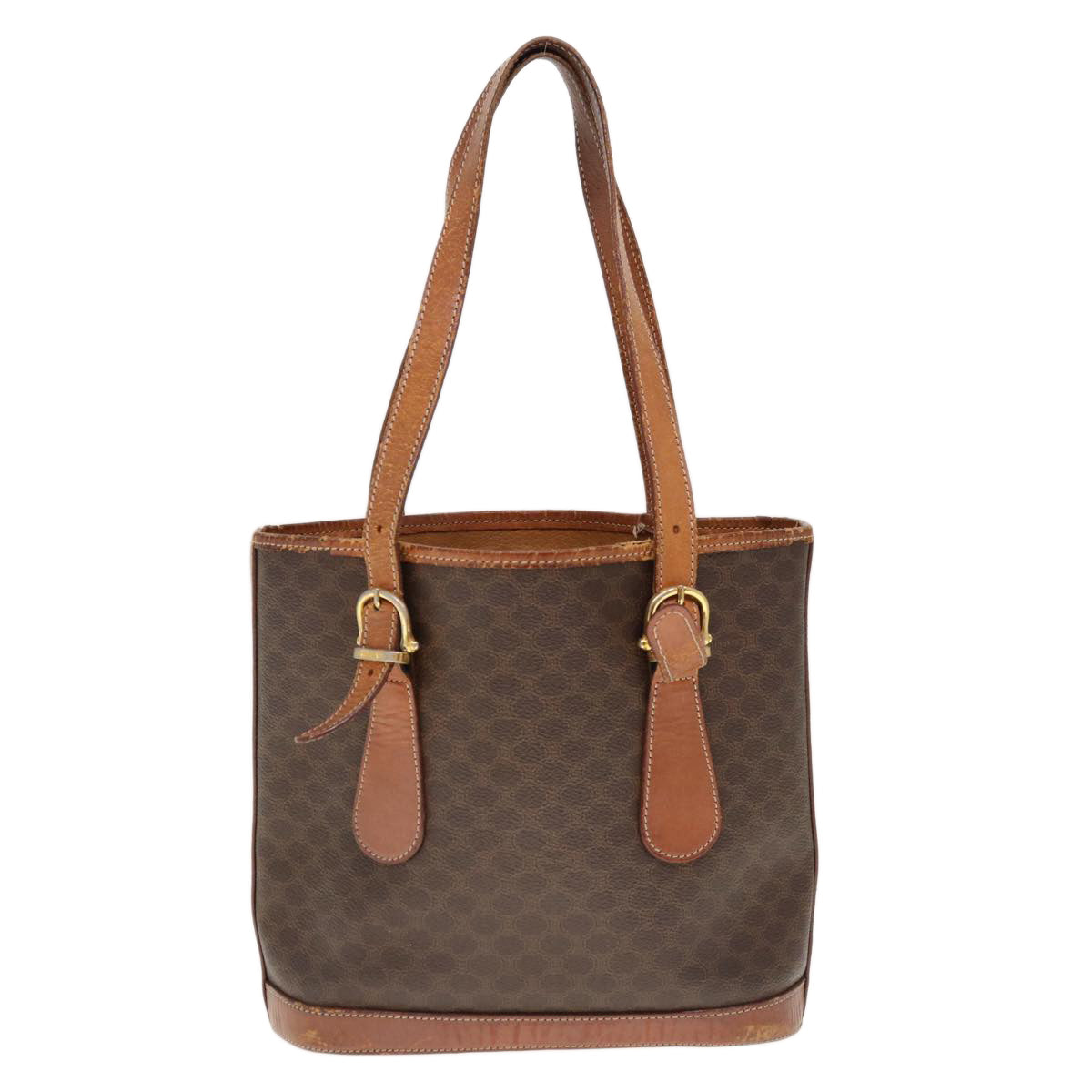 CELINE Macadam Canvas Shoulder Bag PVC Brown Auth yk10346