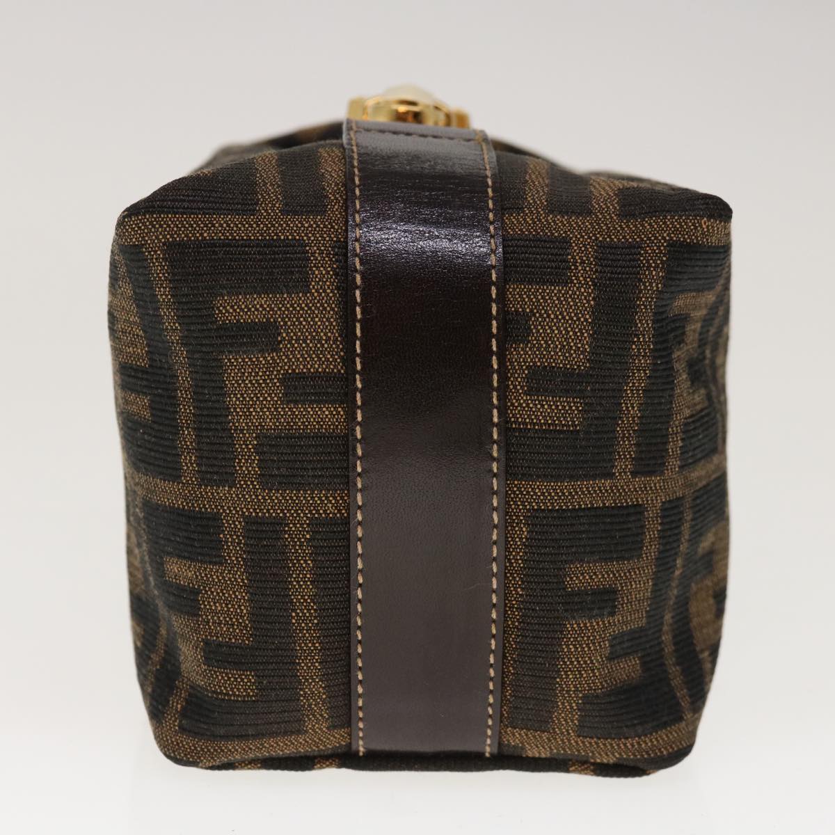 FENDI Zucca Canvas Hand Pouch Brown Black Auth yk10361