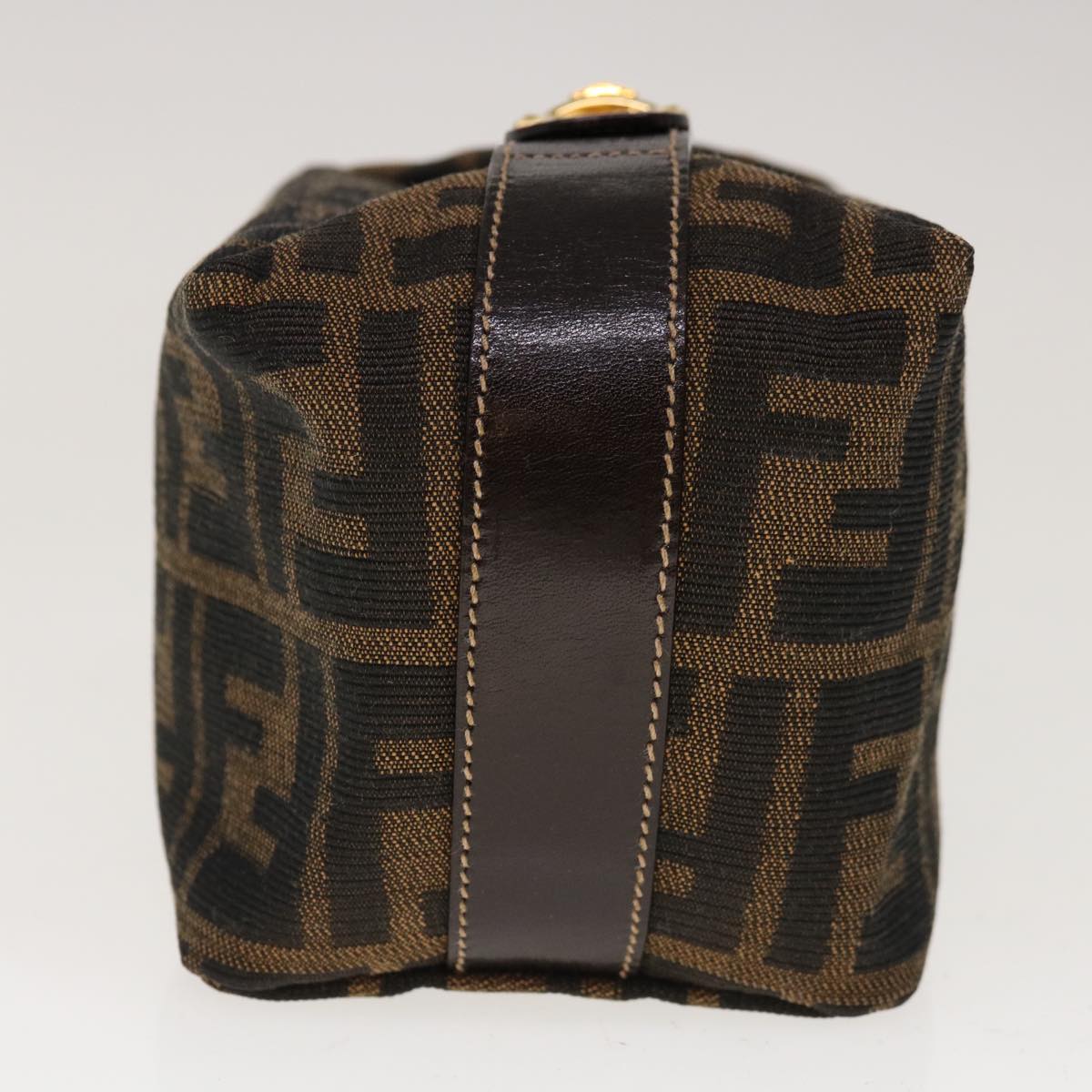 FENDI Zucca Canvas Hand Pouch Brown Black Auth yk10361