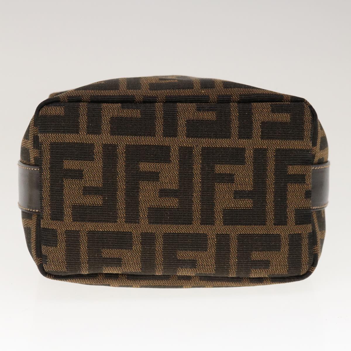 FENDI Zucca Canvas Hand Pouch Brown Black Auth yk10361