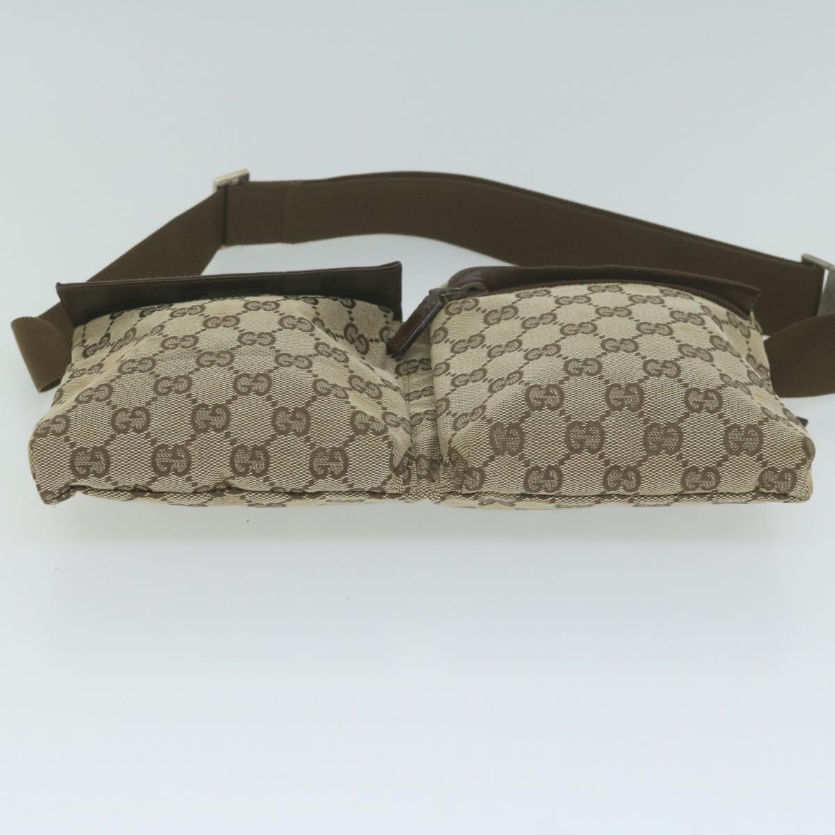 GUCCI GG Canvas Waist bag Beige 28566 Auth yk10368