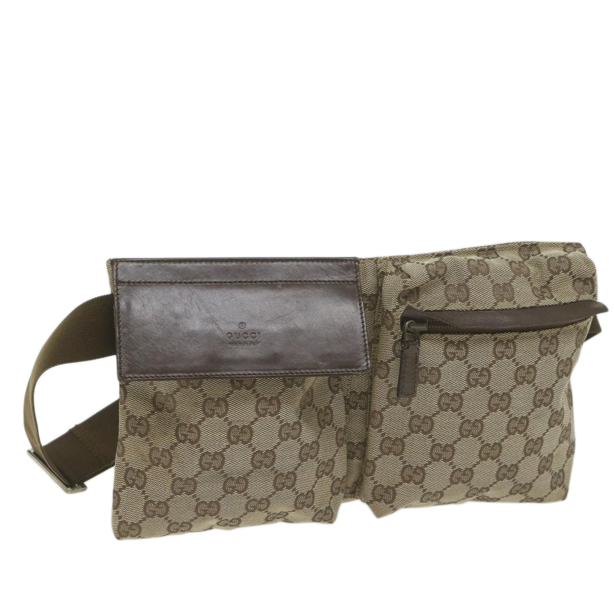 GUCCI GG Canvas Waist bag Beige 28566 Auth yk10368