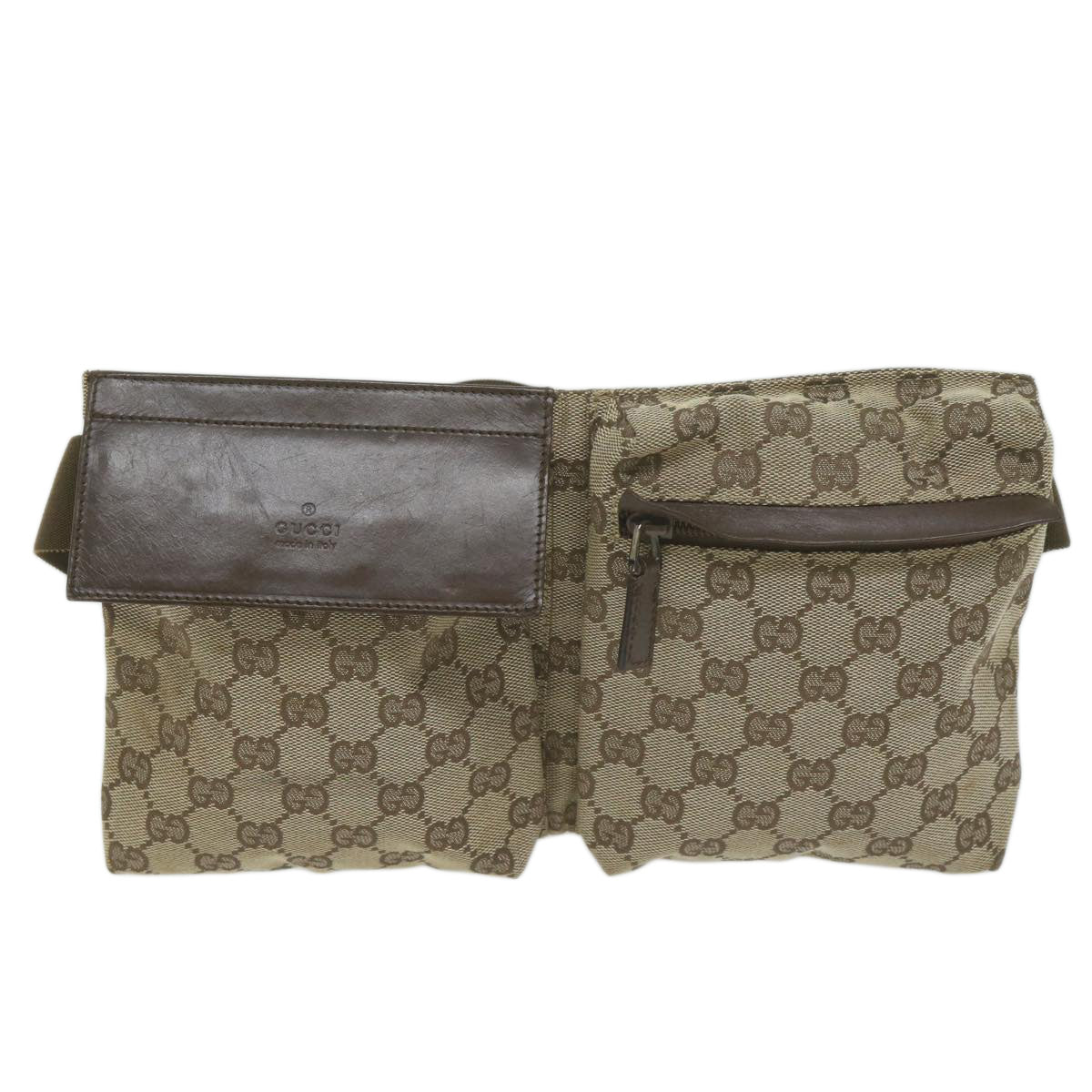 GUCCI GG Canvas Waist bag Beige 28566 Auth yk10368