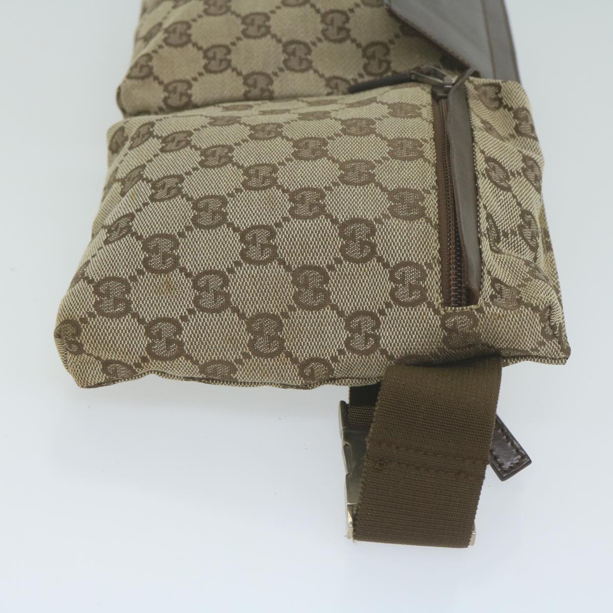 GUCCI GG Canvas Waist bag Beige 28566 Auth yk10368