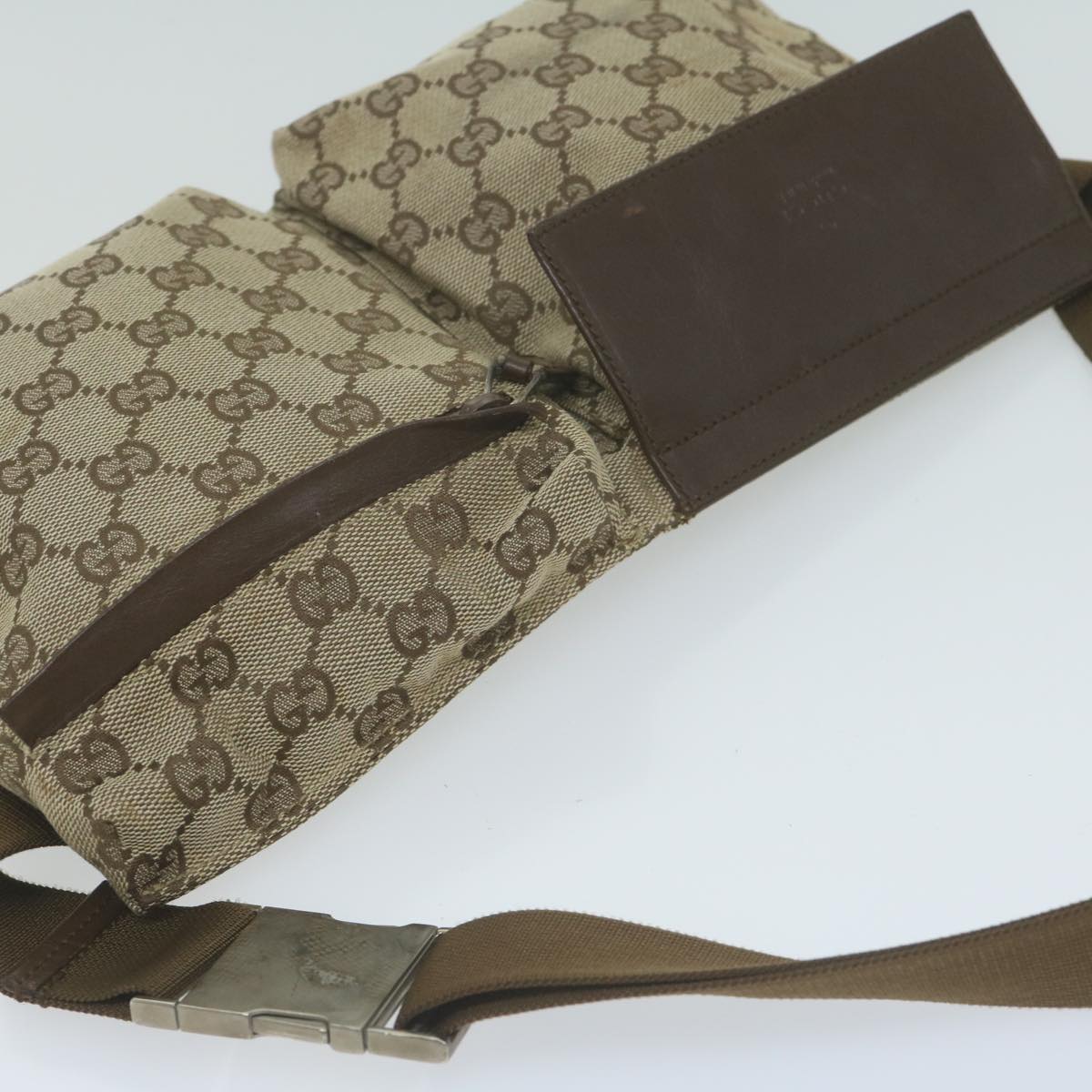 GUCCI GG Canvas Waist bag Beige 28566 Auth yk10368