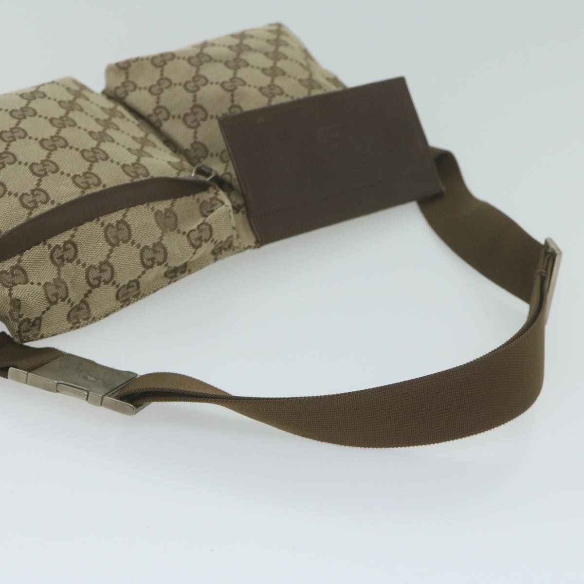 GUCCI GG Canvas Waist bag Beige 28566 Auth yk10368