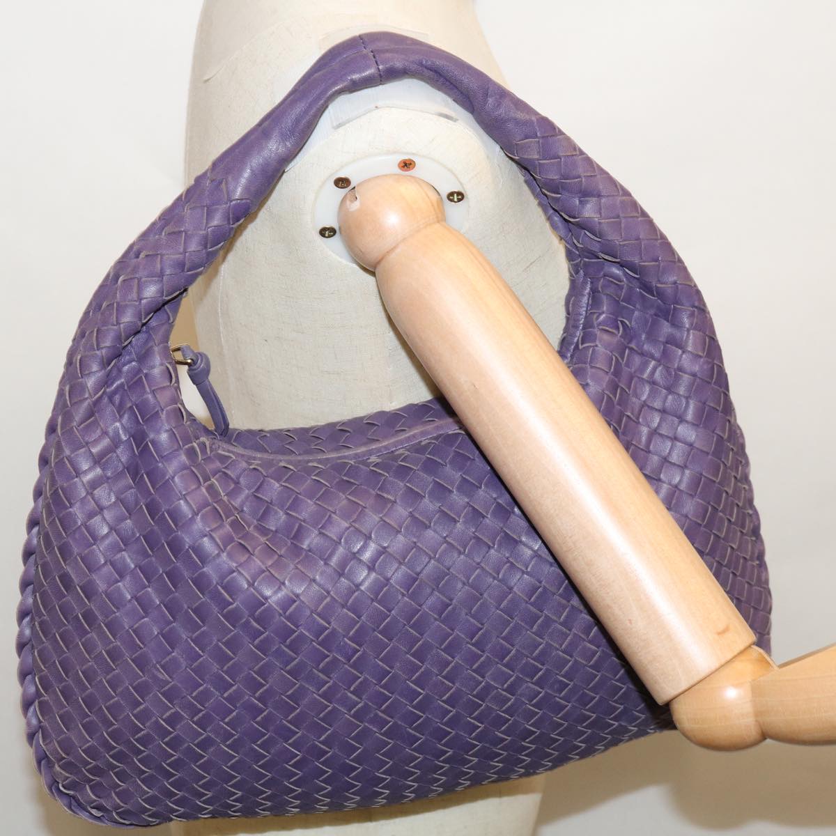 BOTTEGAVENETA INTRECCIATO Hobo Shoulder Bag Leather Purple Auth yk10379