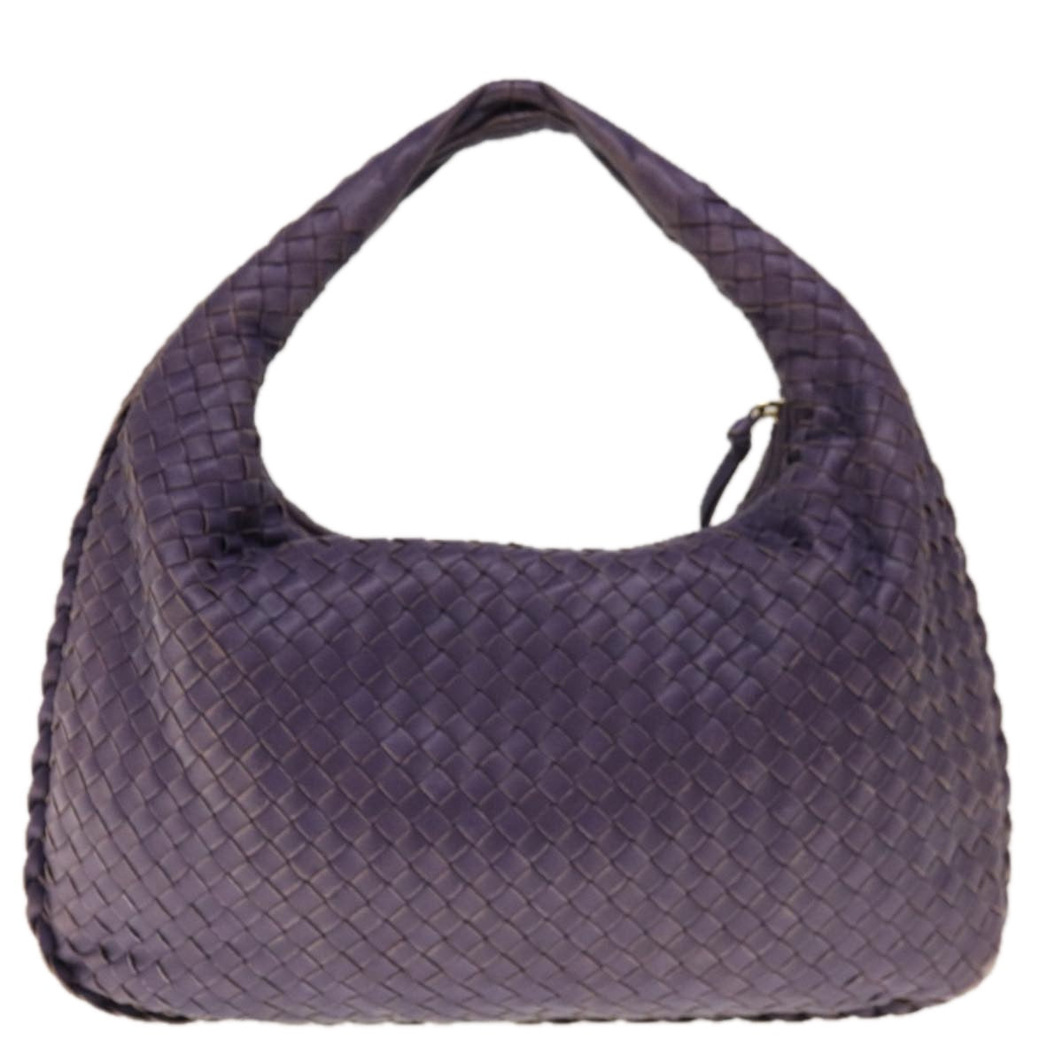 BOTTEGAVENETA INTRECCIATO Hobo Shoulder Bag Leather Purple Auth yk10379