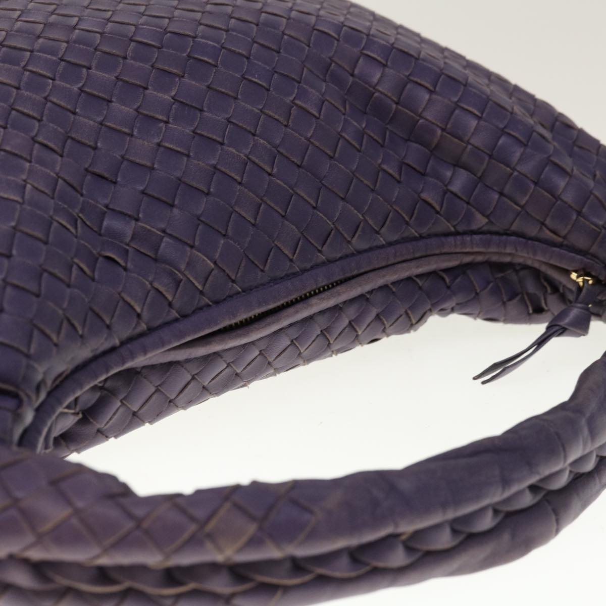 BOTTEGAVENETA INTRECCIATO Hobo Shoulder Bag Leather Purple Auth yk10379