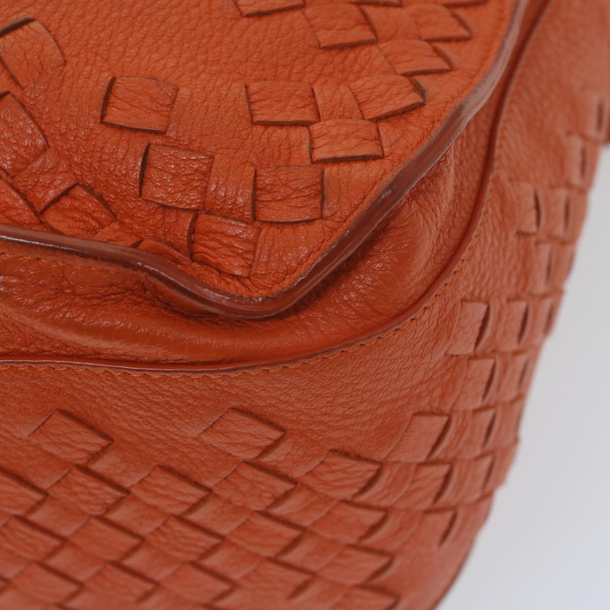 BOTTEGAVENETA INTRECCIATO Shoulder Bag Leather Orange Auth yk10407