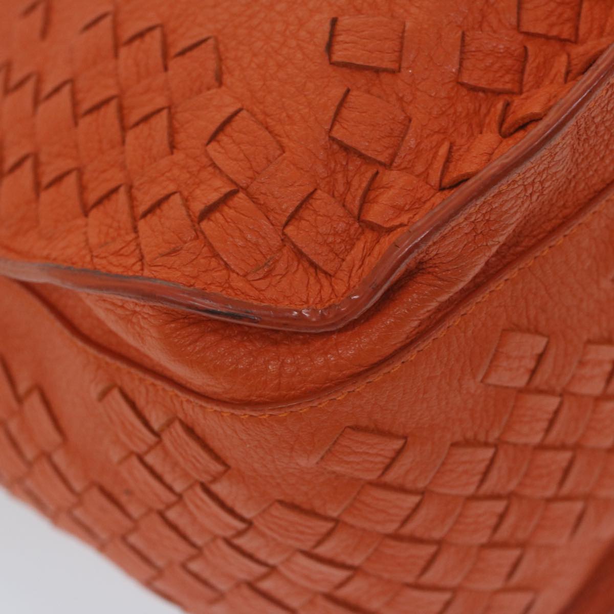 BOTTEGAVENETA INTRECCIATO Shoulder Bag Leather Orange Auth yk10407