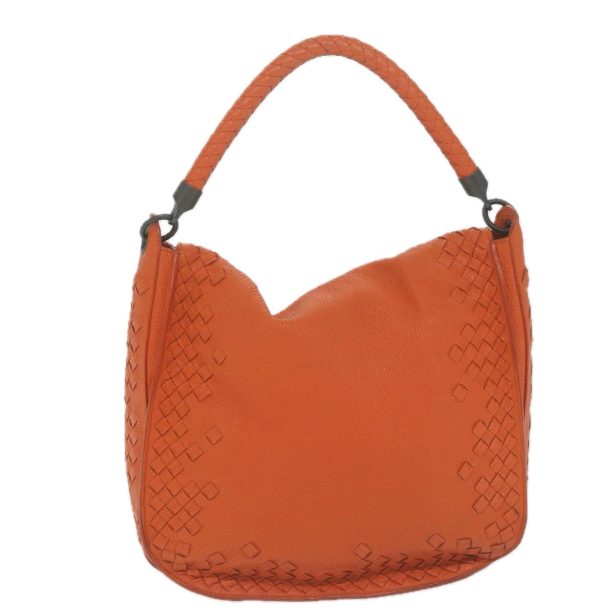 BOTTEGAVENETA INTRECCIATO Shoulder Bag Leather Orange Auth yk10407