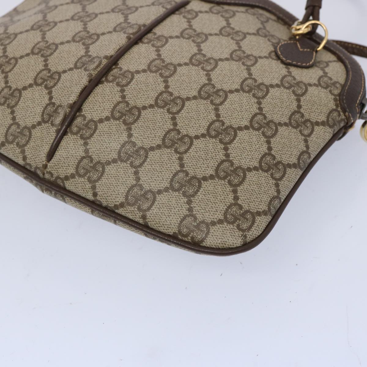 GUCCI GG Supreme Web Sherry Line Shoulder Bag Beige 904 02 047 Auth yk10435