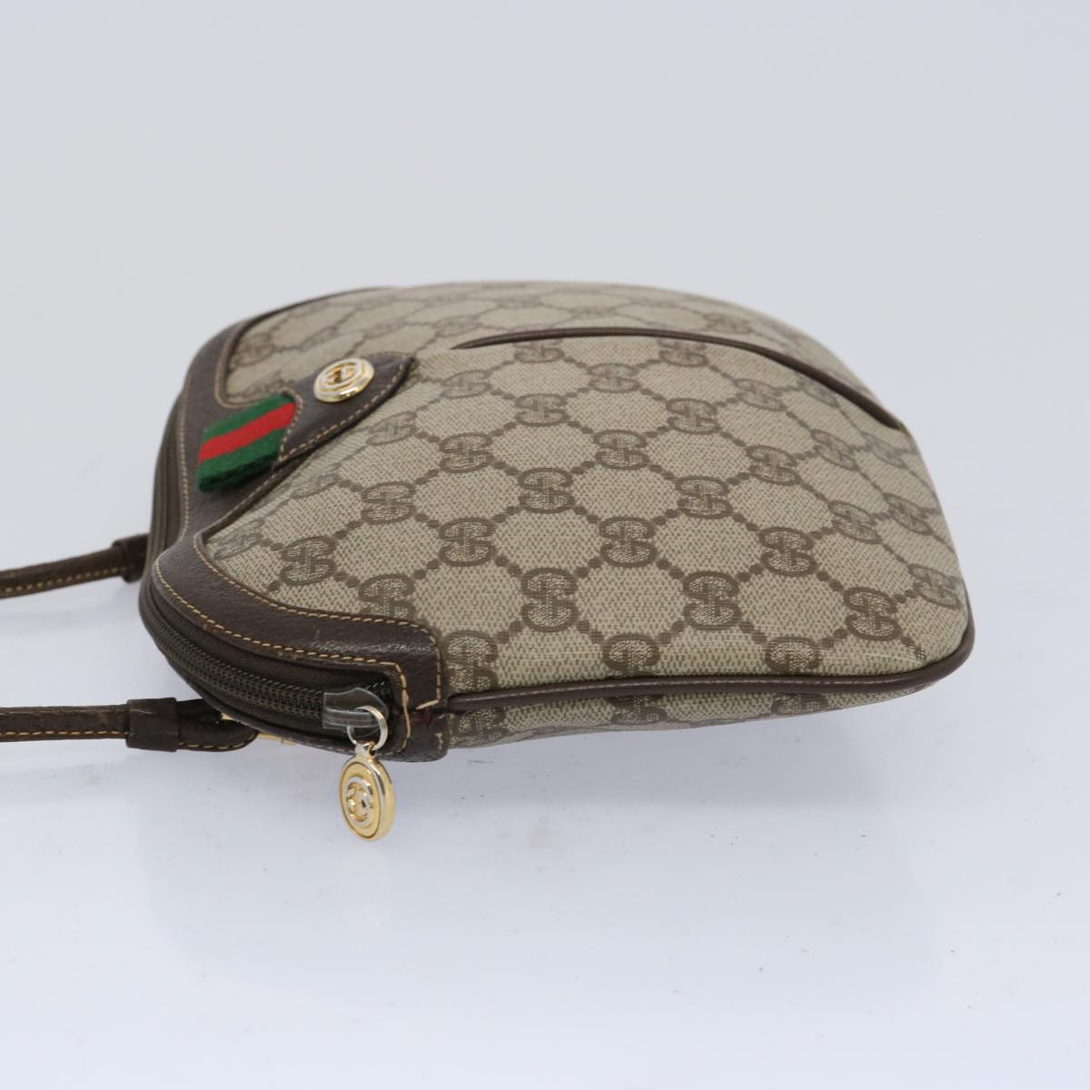 GUCCI GG Supreme Web Sherry Line Shoulder Bag Beige 904 02 047 Auth yk10435