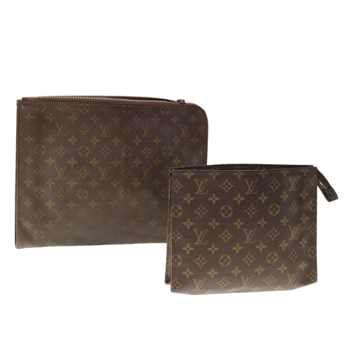 LOUIS VUITTON Monogram Clutch Briefcase 2Set LV Auth yk10441